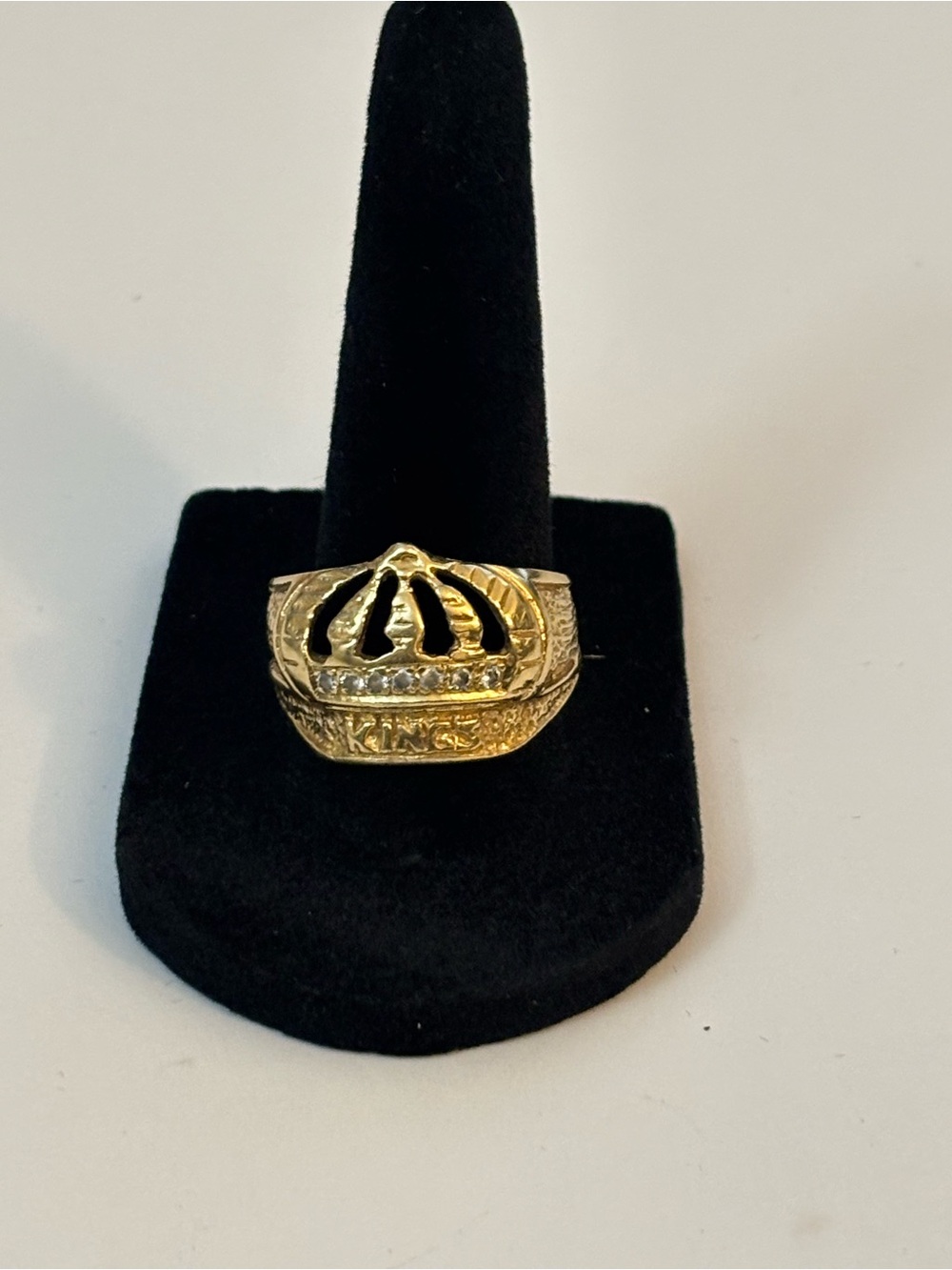 Men's 14k Yellow Solid Gold Kings Crown Diamond Ring